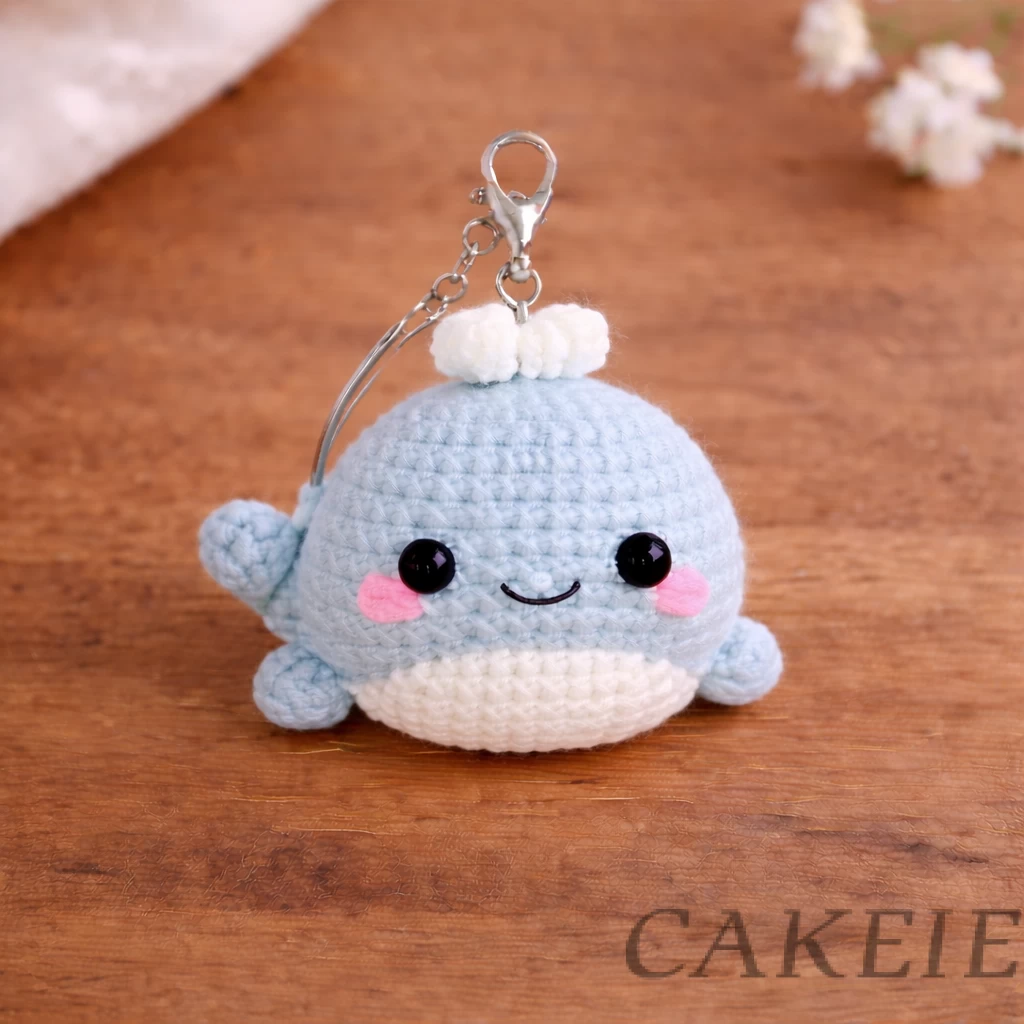 Crochet Whale Keychain